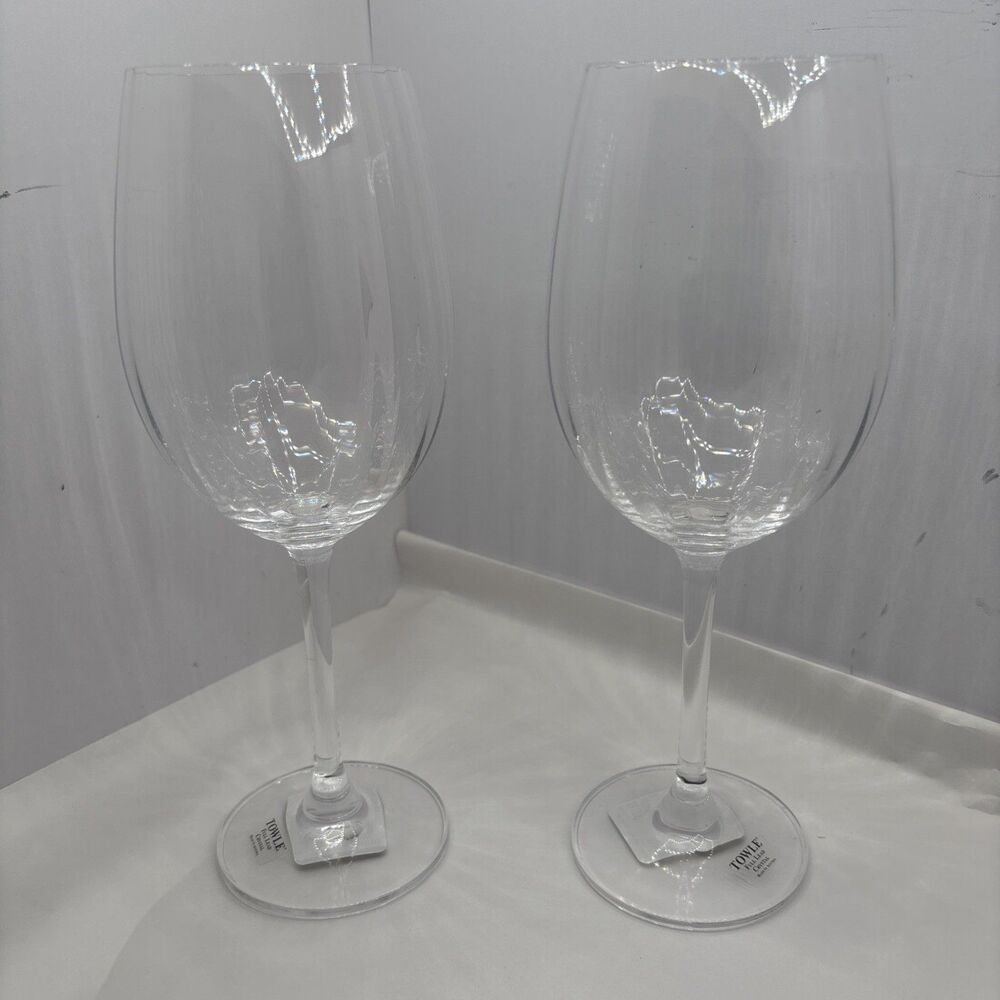 Vintage Towle Silhouette Lead Crystal Bordeaux Wine Glasses Austria Set of 2